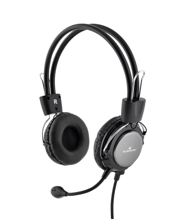 Bluestork MC-201 écouteur/casque Avec fil Arceau Bureau/Centre d'appels Noir, Argent