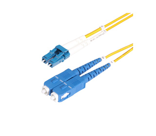 StarTech.com Câble Fibre Optique de 1m Duplex Monomode LC vers SC(UPC) OS2, 9/125µm, 100G, Cordon Fibre Optique, Insensible à la