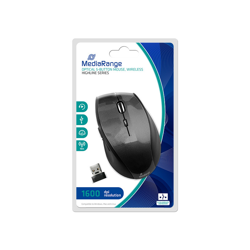 MediaRange MROS207 souris Droitier RF sans fil Optique 1600 DPI