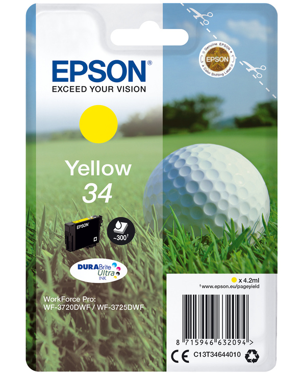 Epson Golf ball Singlepack Yellow 34 DURABrite Ultra Ink