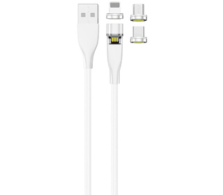 2GO 797317 câble USB 1 m USB B USB C/Micro-USB B/Lightning Blanc
