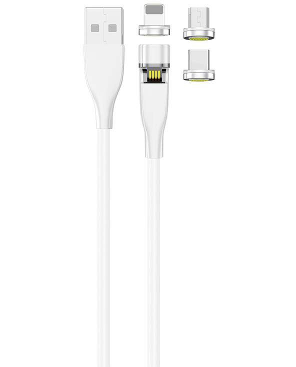 2GO 797317 câble USB 1 m USB B USB C/Micro-USB B/Lightning Blanc