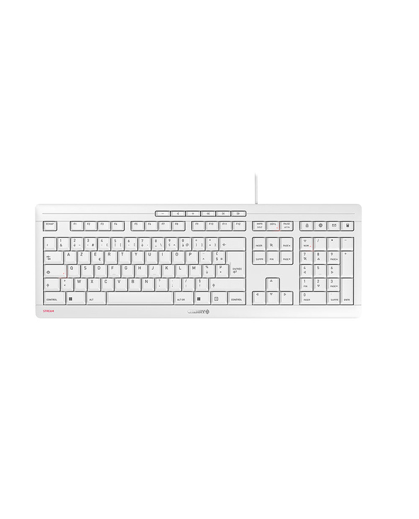CHERRY STREAM KEYBOARD Clavier filaire, blanc grisé, USB, AZERTY - FR