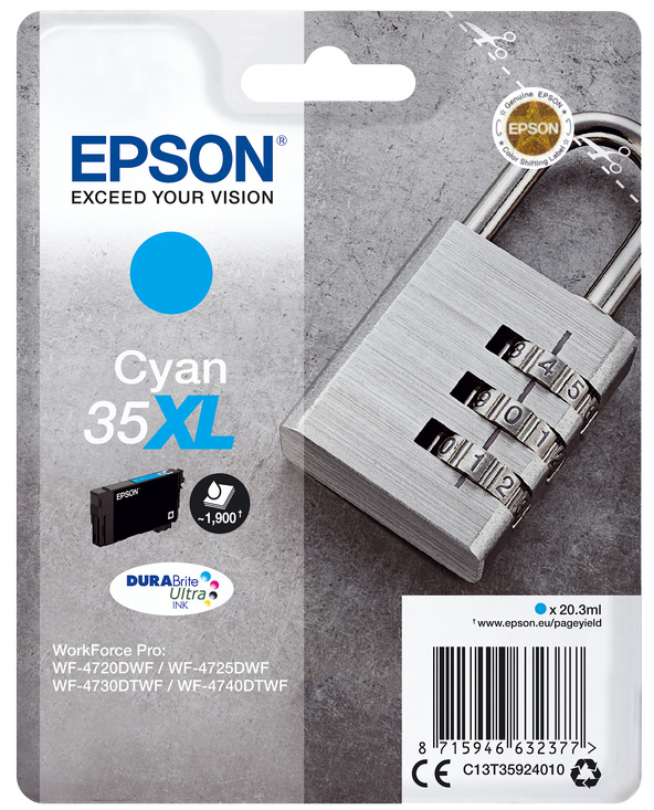Epson Padlock Singlepack Cyan 35XL DURABrite Ultra Ink