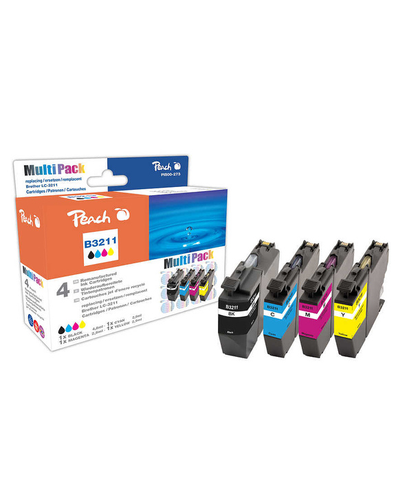 Peach PI500-273 cartouche d'encre 4 pièce(s) Compatible Noir, Cyan, Magenta, Jaune