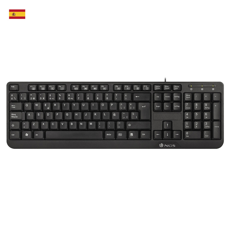 NGS FunkyV3, QWERTY, ES clavier USB Espagnole Noir