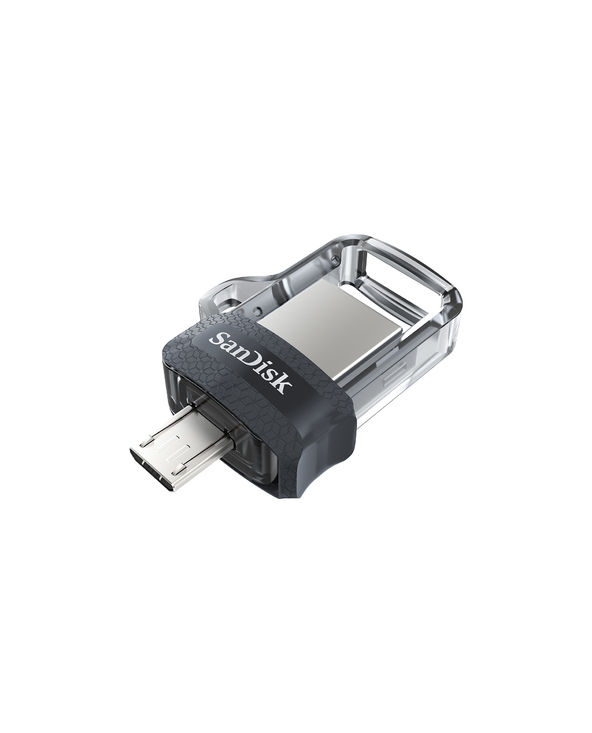 SanDisk Ultra Dual m3.0 lecteur USB flash 128 Go USB Type-A / Micro-USB 3.2 Gen 1 (3.1 Gen 1) Noir, Argent, Transparent