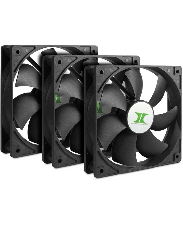 Inter-Tech 88887289 système de refroidissement d’ordinateur Boitier PC Ventilateur 12 cm Noir 3 pièce(s)