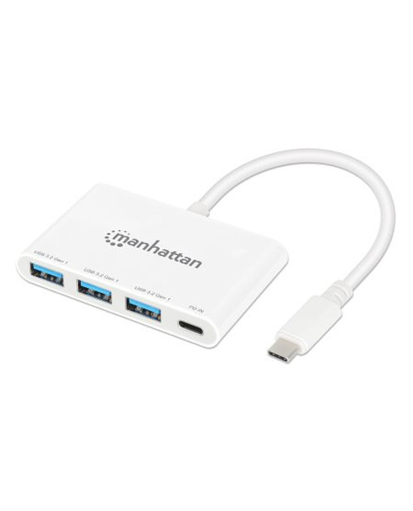 Manhattan 168434 hub & concentrateur USB 3.2 Gen 1 (3.1 Gen 1) Type-C 5000 Mbit/s Blanc