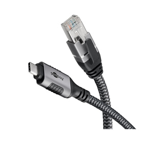 Goobay 70696 changeur de genre de câble USB C RJ-45 Noir, Argent