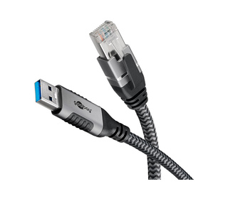 Goobay 70299 changeur de genre de câble USB A RJ-45 Noir, Argent
