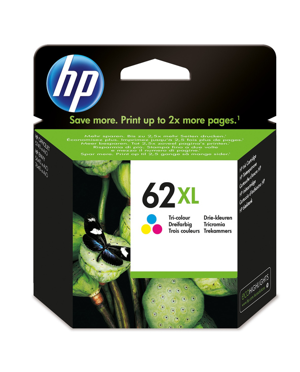 HP 62XL cartouche d'encre trois couleurs grande capacité authentique