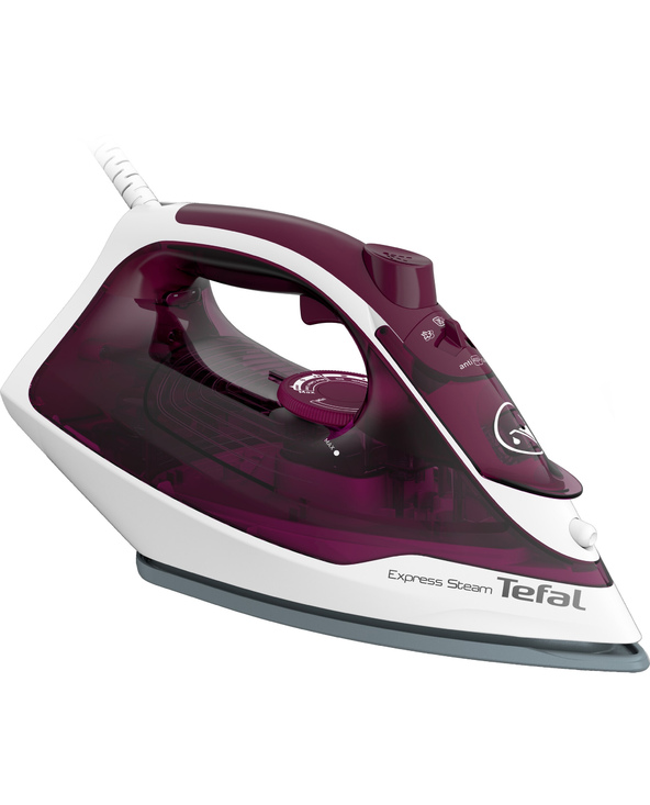 Tefal Express Steam FV2835E0 fer à repasser Fer à repasser à sec ou à vapeur Semelle en cérilium 2400 W Violet, Blanc