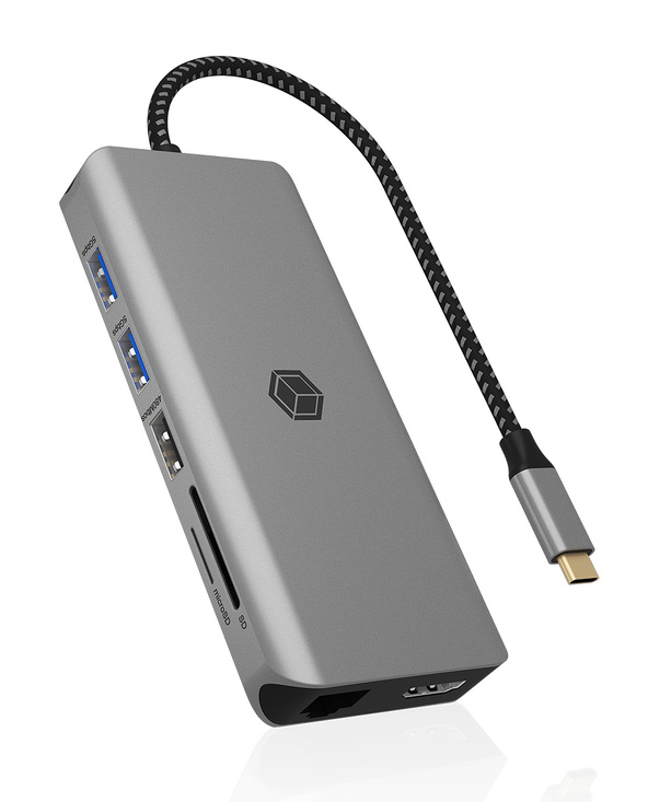 ICY BOX IB-DK4061-CPD Avec fil USB 3.2 Gen 1 (3.1 Gen 1) Type-C Gris
