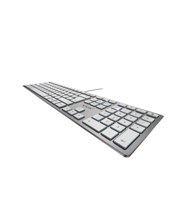 CHERRY KC 6000 Slim clavier USB AZERTY Belge Argent, Blanc