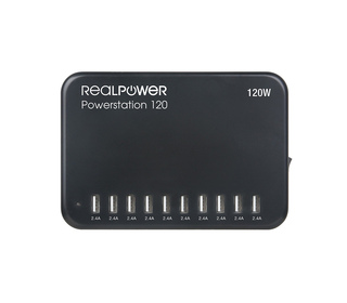 RealPower Power Station 120 Smartphone, Tablette Noir Secteur Intérieure