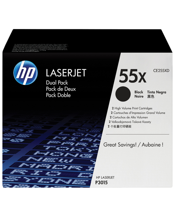 HP 55X pack de 2 toners noir grande capacité authentiques