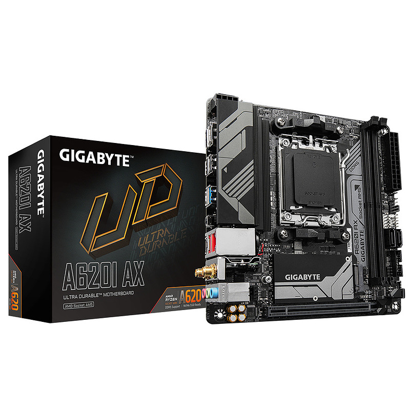 GIGABYTE A620I AX Carte Mère Prend en charge les processeurs AMD Ryzen 8000 VRM numérique 5+2+1 phases jusqu'à 6400MHz DDR5 OC 1xPCIe 4.0 .2 Wi Fi 6E LAN 2.5GbE USB 3.2 Gen 2 Neuf - vue 10