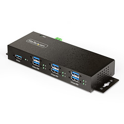 StarTech.com Hub USB 3.0 7 Ports avec 7x USB-A, Boîtier Industriel en Métal, Hub USB 7 ports avec Protection ESD, Montage Mural,