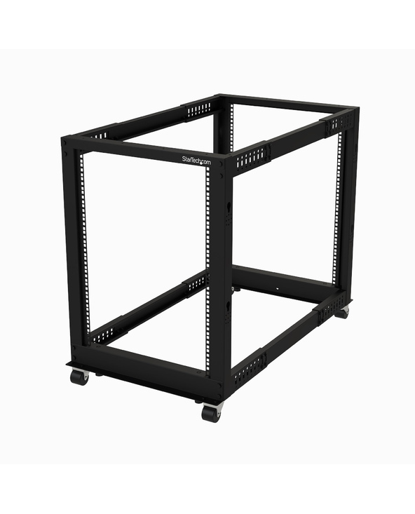 StarTech.com Rack Serveur Mobile 15U 4 Poteaux, Rack Réseau 19" 4 Poteaux avec Roulettes, Rack Roulant avec Profondeur Ajustable