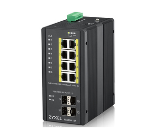 Zyxel RGS200-12P Géré L2 Gigabit Ethernet (10/100/1000) Connexion Ethernet, supportant l'alimentation via ce port (PoE) Noir