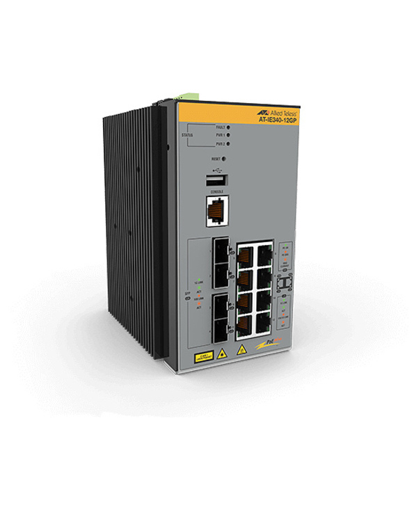 Allied Telesis AT-IE340-12GP-80 Géré L3 Gigabit Ethernet (10/100/1000) Connexion Ethernet, supportant l'alimentation via ce port