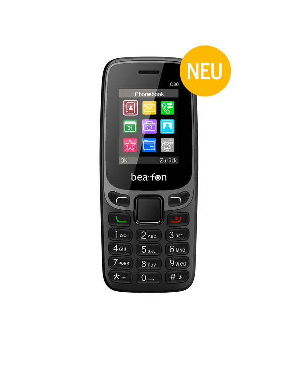 Beafon C80 4,5 cm (1.77") 67 g Noir Téléphone d'entrée de gamme