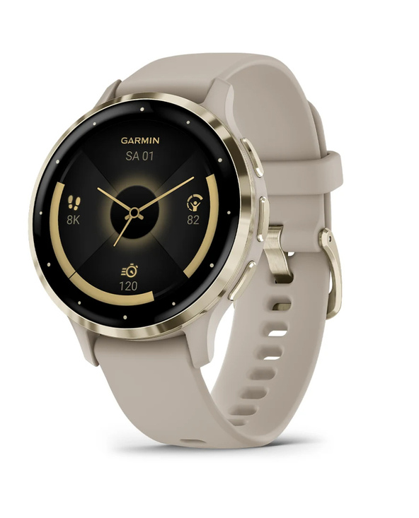 Garmin Venu 3S 3,05 cm (1.2") AMOLED Numérique 390 x 390 pixels Écran tactile Or, Gris Wifi GPS (satellite)