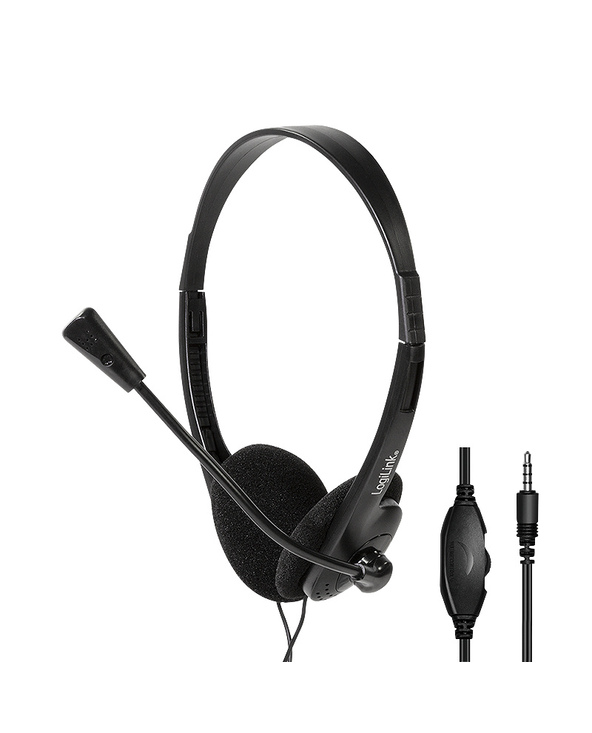 LogiLink HS0055 écouteur/casque Avec fil Arceau Musique/Quotidien Noir