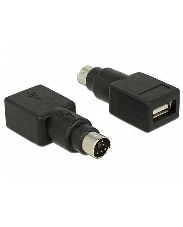 DeLOCK 65898 changeur de genre de câble PS/2 USB Type-A Noir, Acier inoxydable