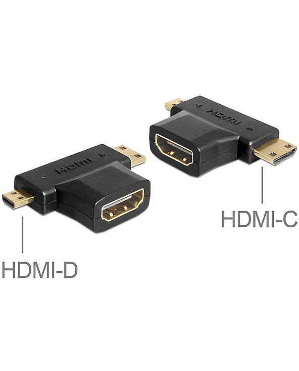 DeLOCK 65446 changeur de genre de câble HDMI-C / HDMI-D HDMI-A Noir