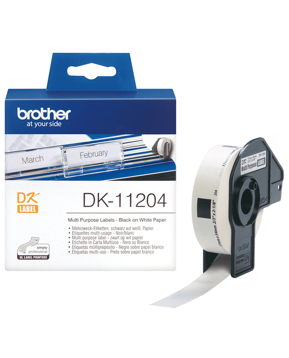 Brother DK-11204 - Rouleau d'étiquettes original – Noir sur blanc, 17 x 54 mm
