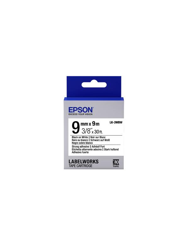 Epson LK-3WBW - Adhésif Fort - Noir sur Blanc - 9mmx9m