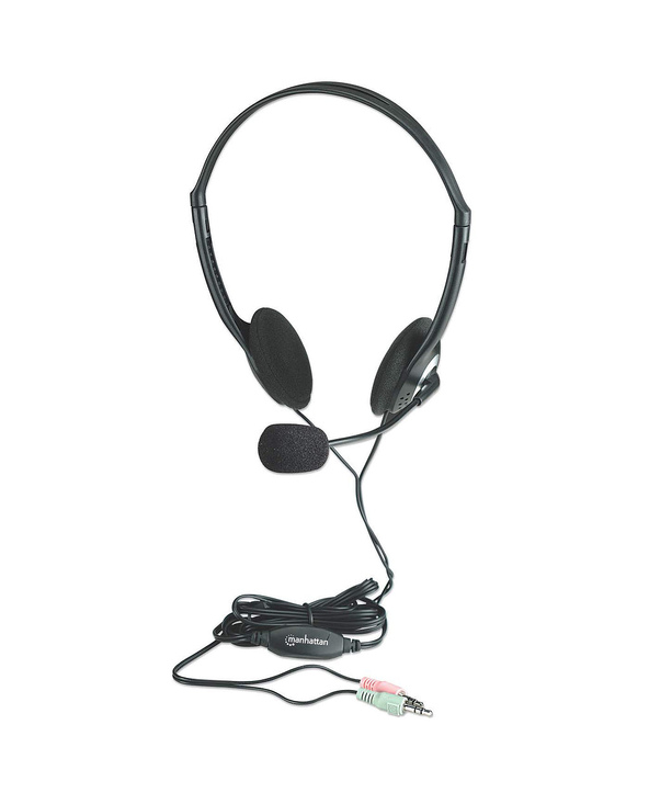 Manhattan 164429 écouteur/casque Avec fil Arceau Appels/Musique Noir, Argent