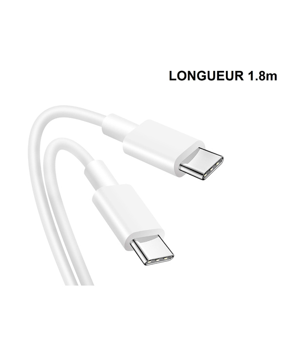 DLH CABLE USB-C VERS USB-C 1.8M 3.25A 65W max BLANC
