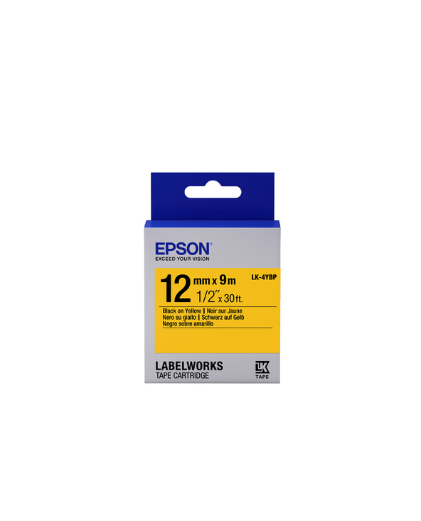 Epson LK-4YBP - Couleur Pastel - Noir sur Jaune - 12mmx9m