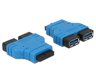 DeLOCK USB3.0/2xUSB3.0 2 x USB 3.0-A Noir, Bleu
