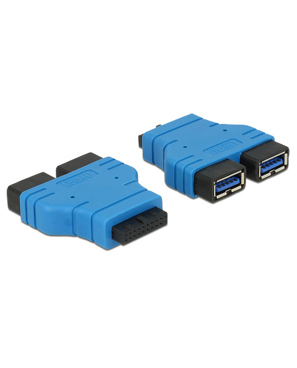 DeLOCK USB3.0/2xUSB3.0 2 x USB 3.0-A Noir, Bleu