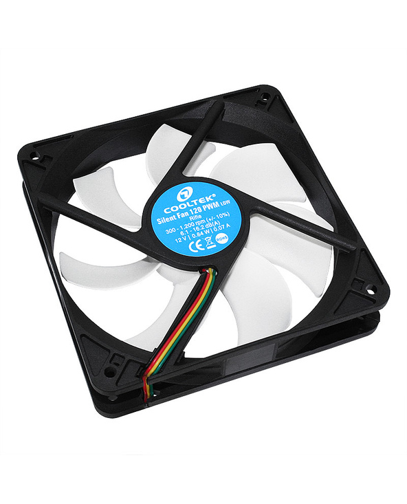 Cooltek Silent Fan 120 PWM Boitier PC Ventilateur 12 cm Noir, Blanc