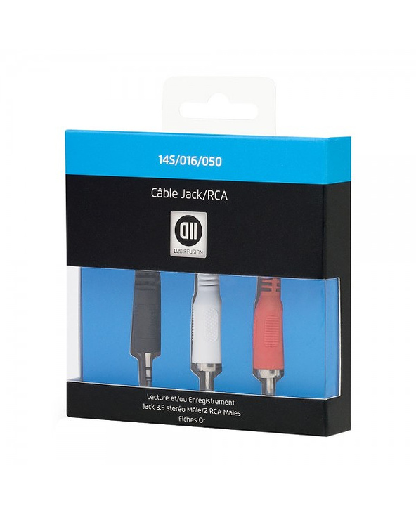 D2 Diffusion D2JKRCA050 câble audio 0,5 m 3,5mm 2 x RCA Noir