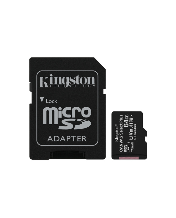 Kingston Technology Carte micSDXC Canvas Select Plus 100R A1 C10 de 64 Go + ADP