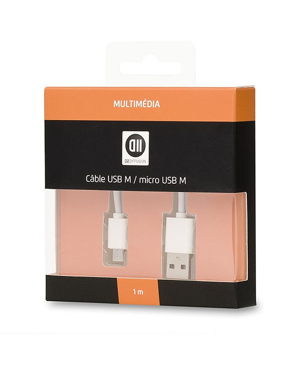 D2 Diffusion D2MICROUSB100B câble USB 1 m USB 2.0 USB A Micro-USB A Blanc
