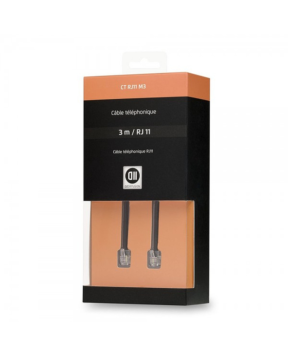 D2 Diffusion D2RJ11300 câble de téléphone 3 m Noir