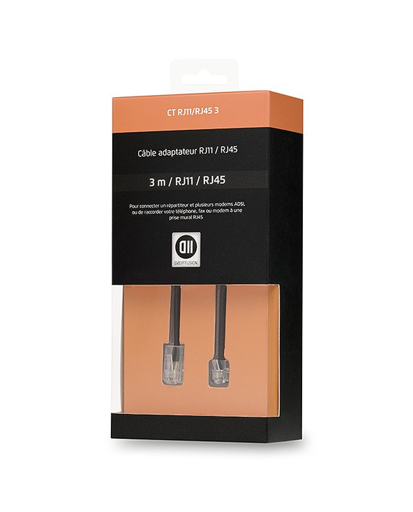 D2 Diffusion D2RJ11RJ45300 câble de téléphone 3 m Noir
