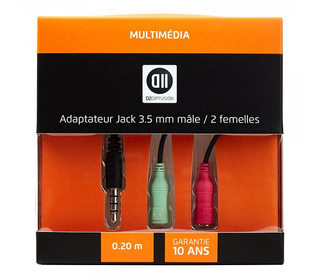 D2 Diffusion D2ADPJKM2JKF020 câble audio 0,2 m 3,5mm 2 x 3.5mm Noir