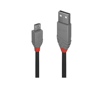 Lindy 36731 câble USB 0,5 m USB 2.0 USB A Micro-USB B Noir, Gris