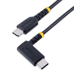 StarTech.com Câble de Charge USB C de 1m - Cordon USB-C, 60W PD 3A - Câble USB C Coudé Noir - Fibre Aramide Robuste - Câble USB 