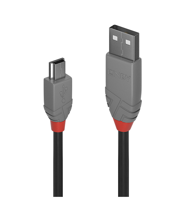 Lindy 36722 câble USB 1 m USB 2.0 USB A Mini-USB B Noir, Gris