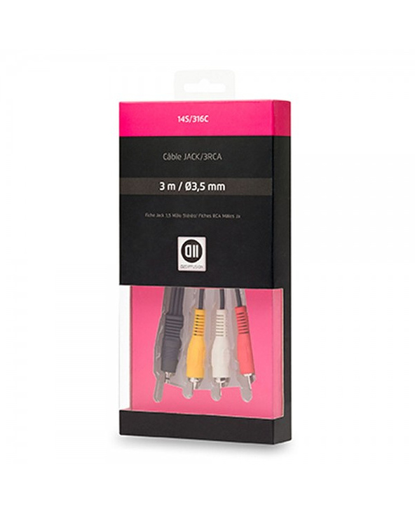 D2 Diffusion D2JK3RCA150 câble audio 1,5 m 3,5mm 3 x RCA Noir