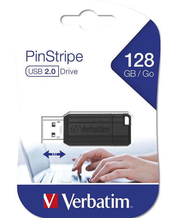 Verbatim Micro-clé USBPinStripe de 128 Go - noire
